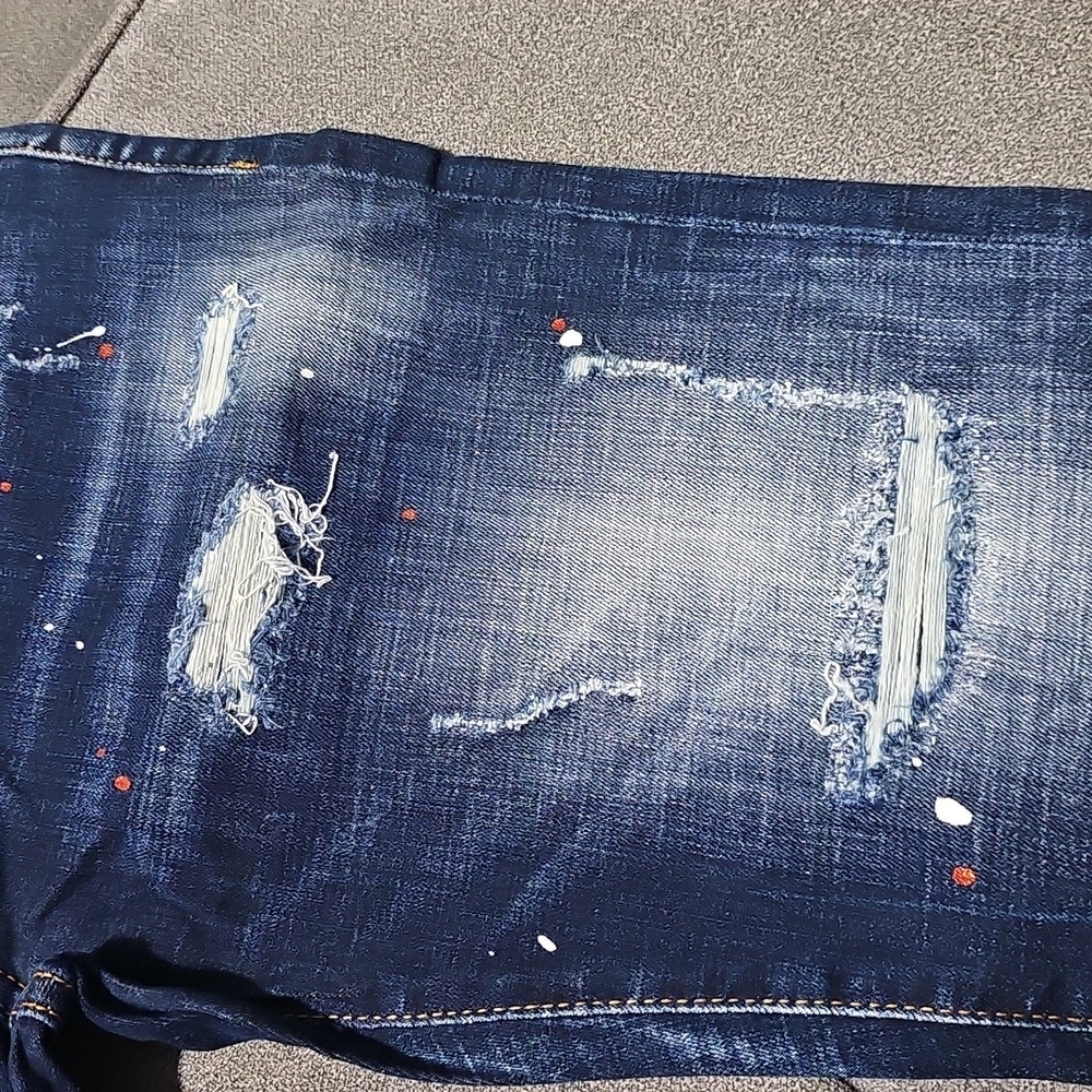 NWT 7TH HVN Jean Shorts Distressed Paint Stretch Blue Denim 30 Jorts Stretch - Picture 6 of 9